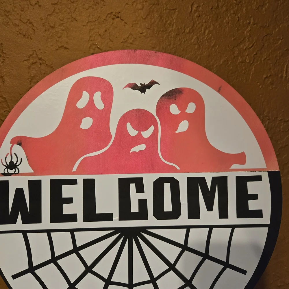 Pink Ghost Welcome Sign
